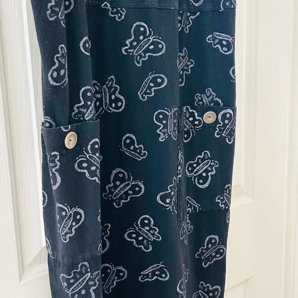 Vintage Fresh Produce Black Butterfly  Maxi Dress 100% Cotton  Sz Sm Made In USA - Picture 4 of 16